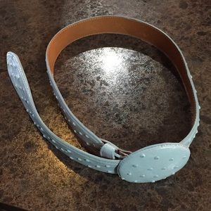 Blue ostrich leather belt